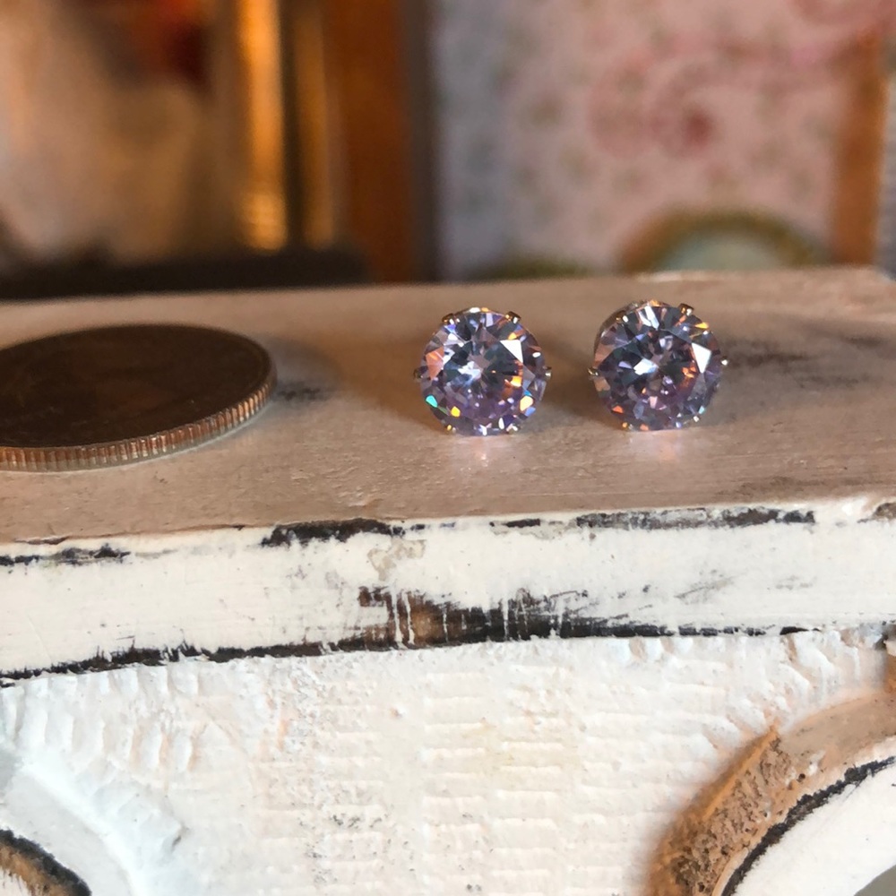 Lavender Rhinestone Earrings